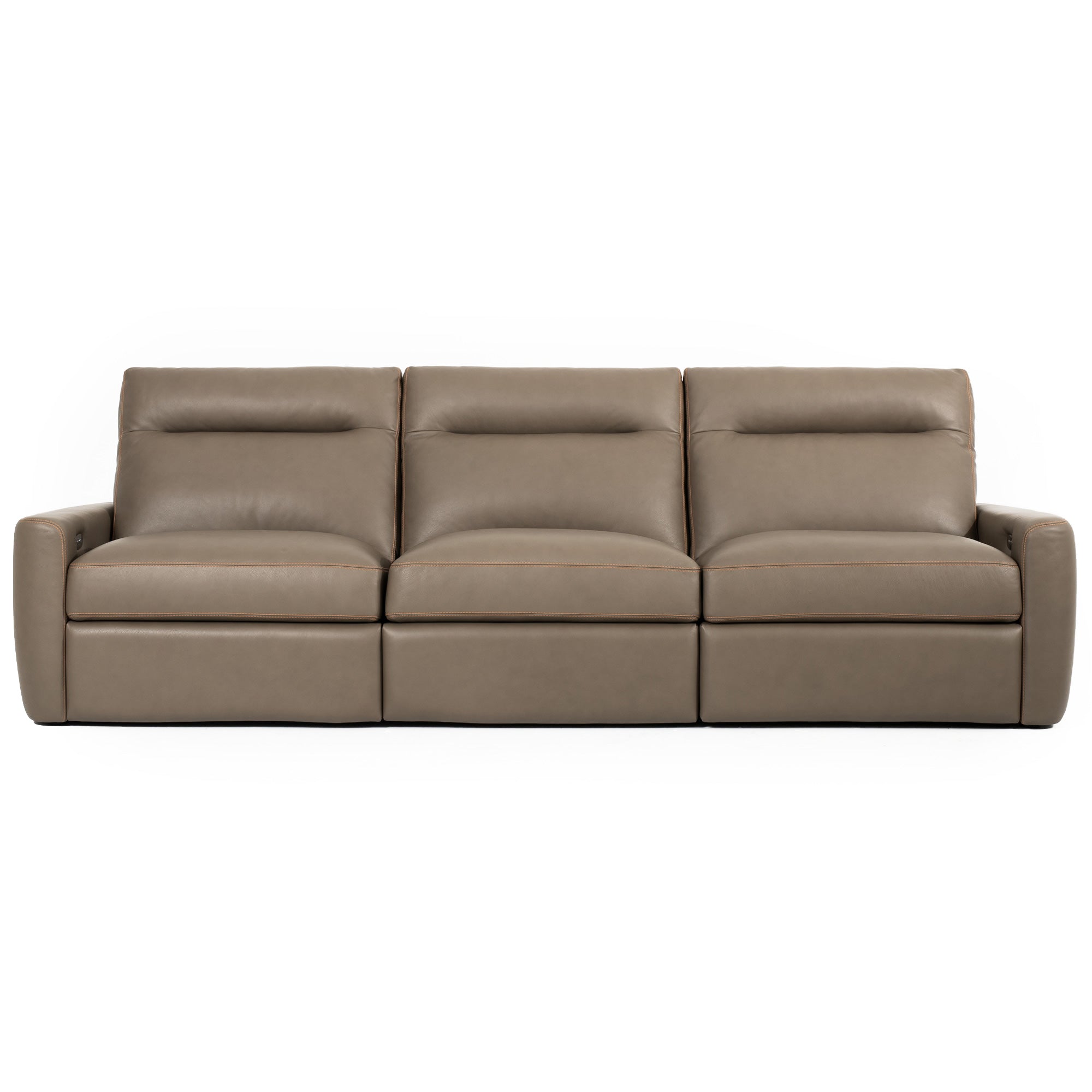 american leather three seat power sofa in taupe leather