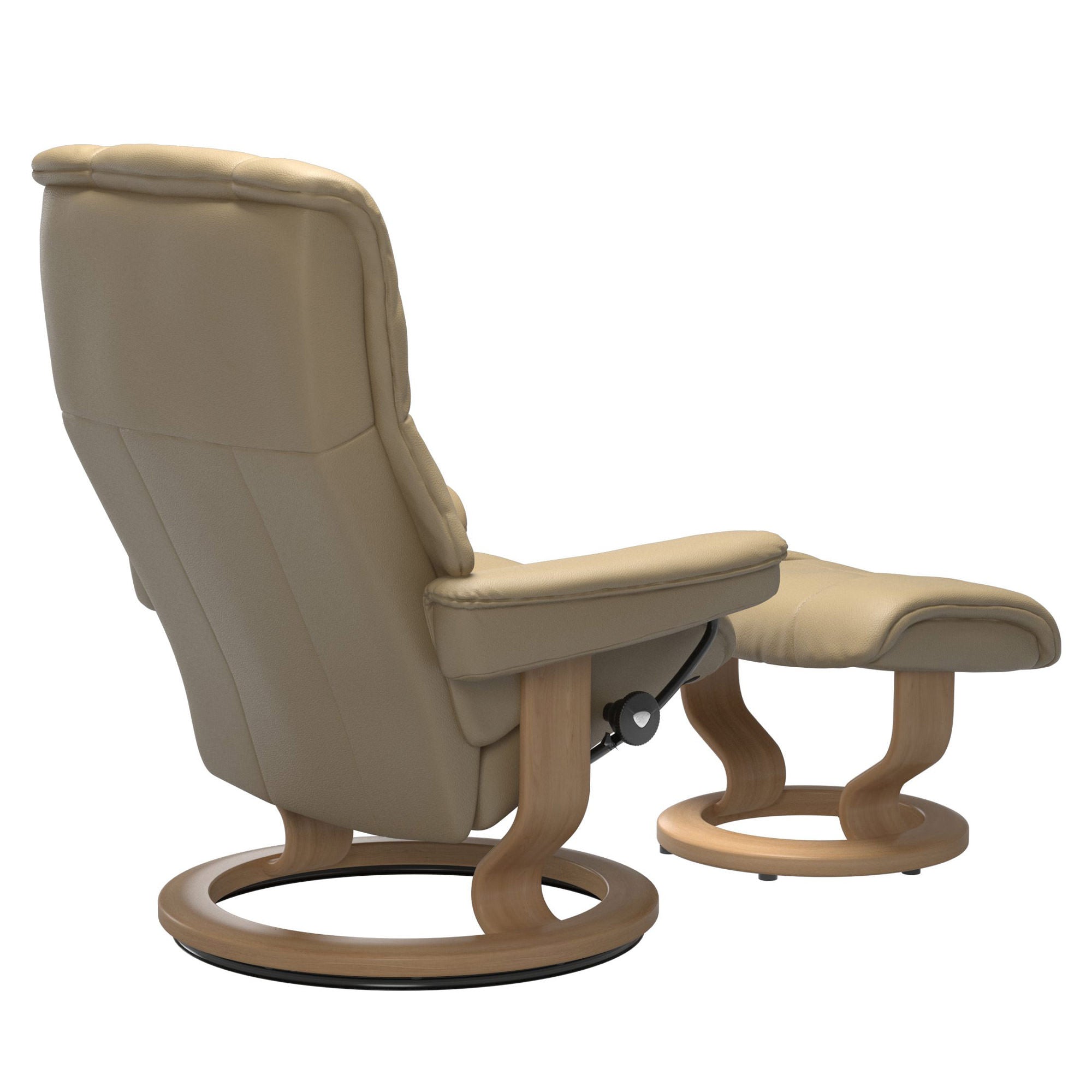 Stressless Mayfair Medium Recliner & Ottoman - Classic - Velaro Beige - In Stock