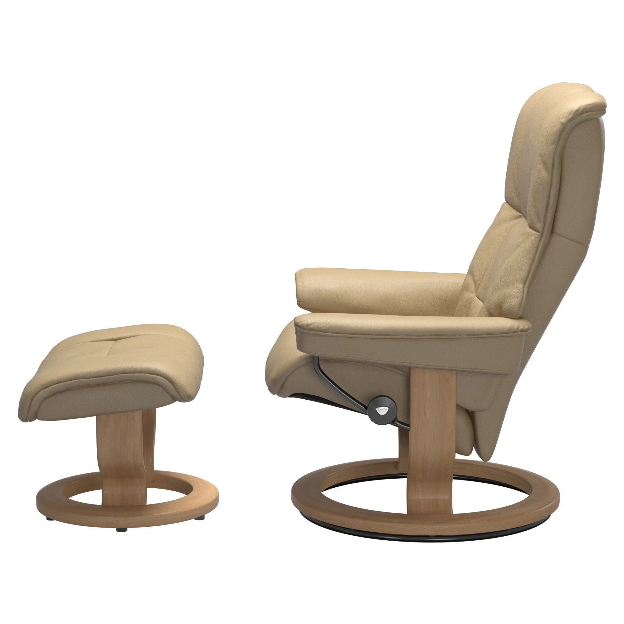 Stressless Mayfair Medium Recliner & Ottoman - Classic - Velaro Beige - In Stock