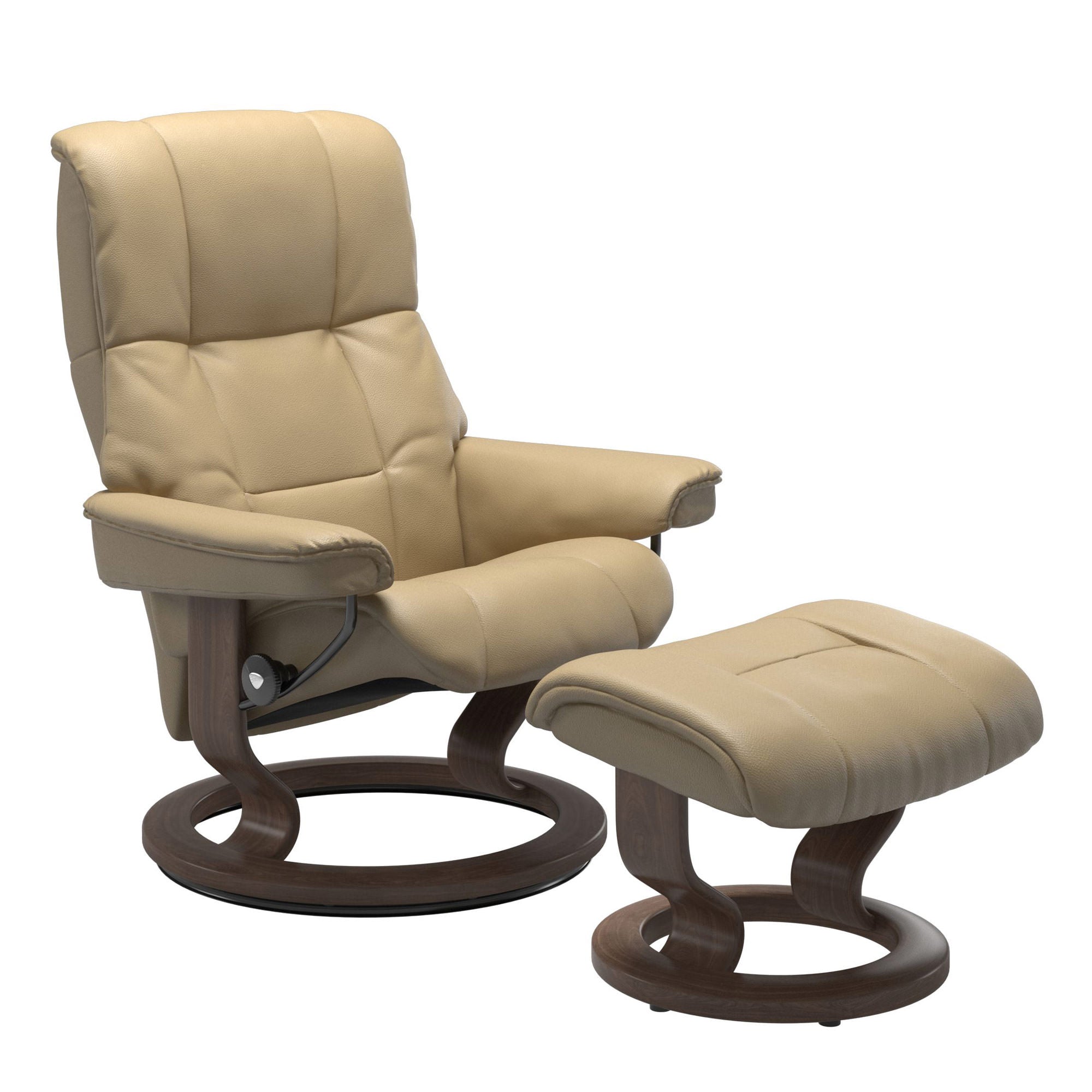 Stressless Mayfair Medium Recliner & Ottoman - Classic - Velaro Beige - In Stock