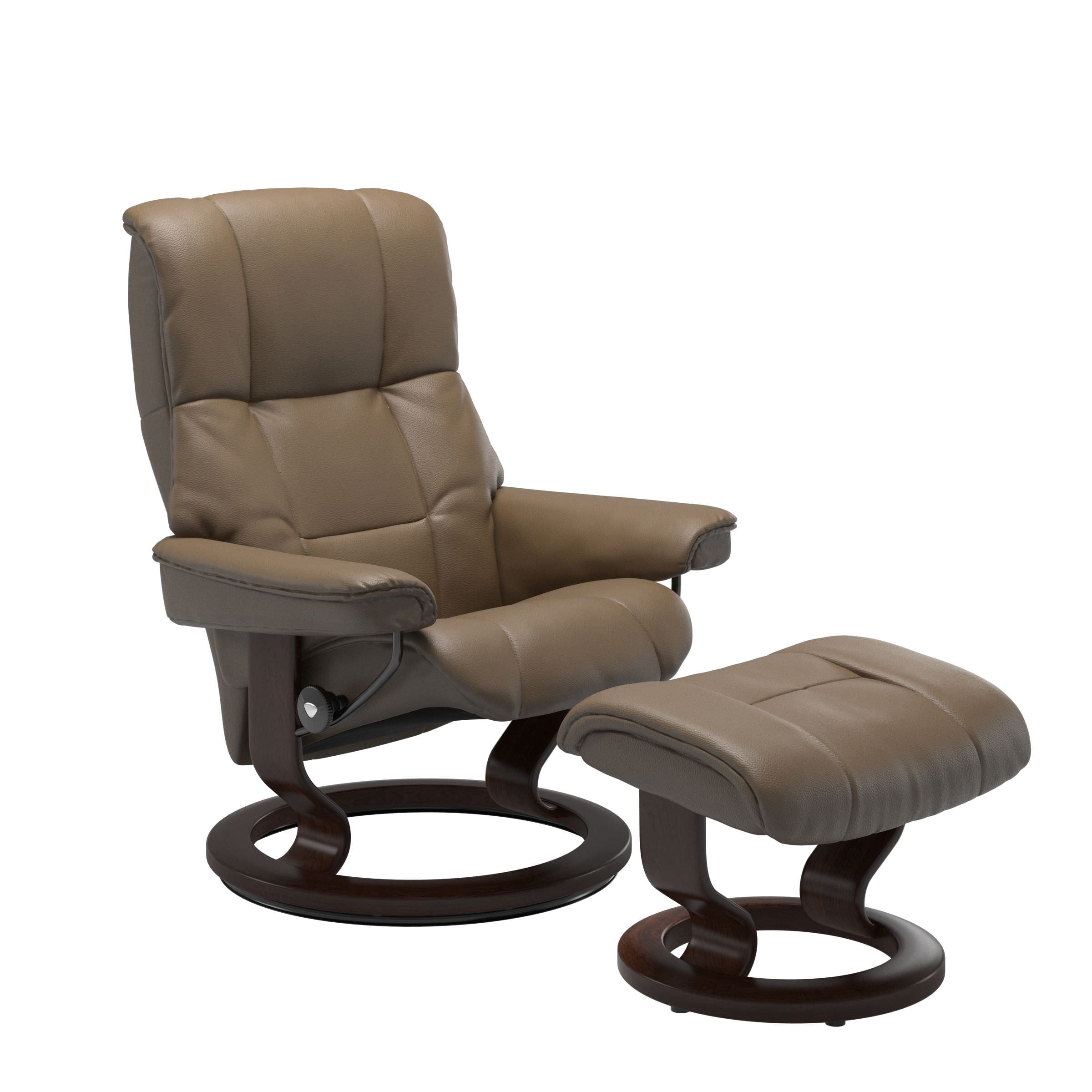 Stressless Mayfair Medium Recliner & Ottoman - Classic - Velaro Mole - In Stock