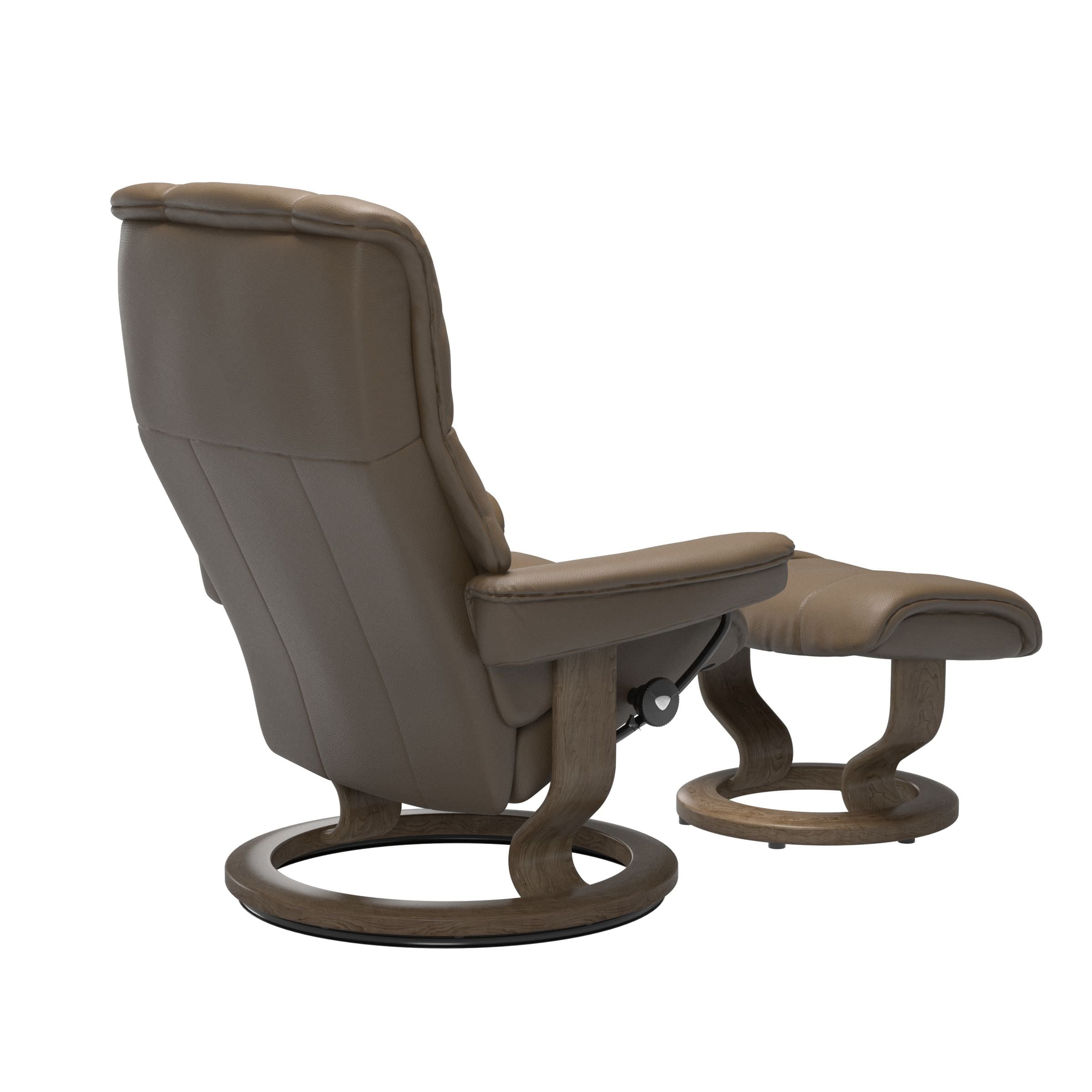 Stressless Mayfair Medium Recliner & Ottoman - Classic - Velaro Mole - In Stock
