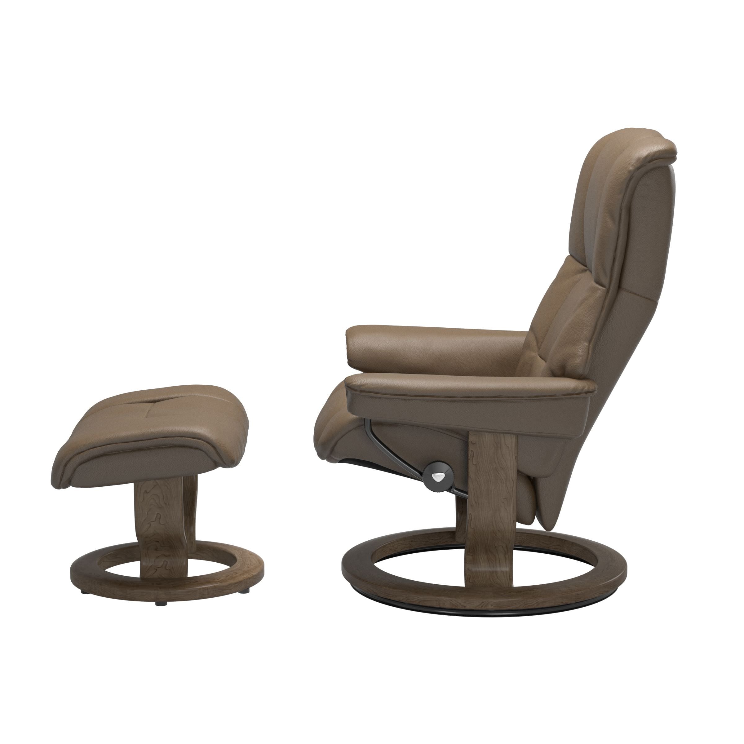 Stressless Mayfair Medium Recliner & Ottoman - Classic - Velaro Mole - In Stock