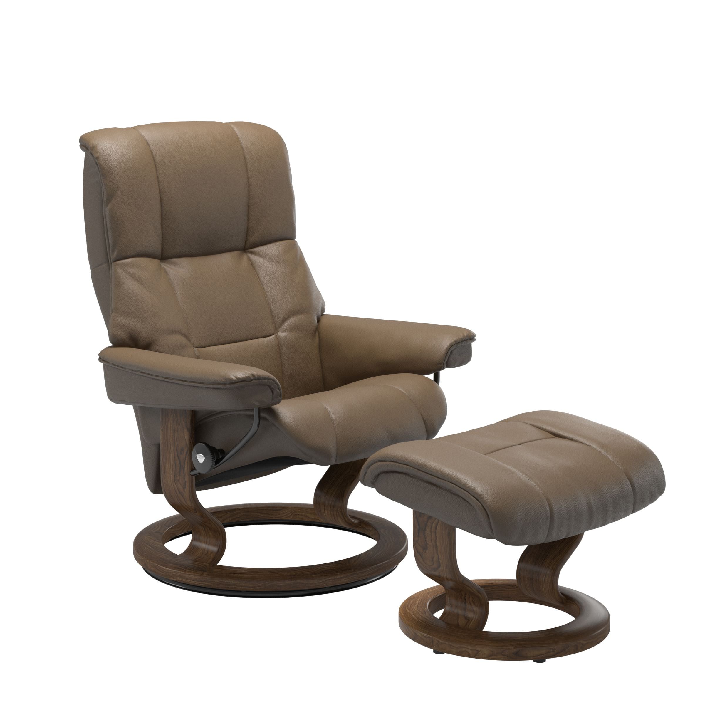 Stressless Mayfair Medium Recliner & Ottoman - Classic - Velaro Mole - In Stock
