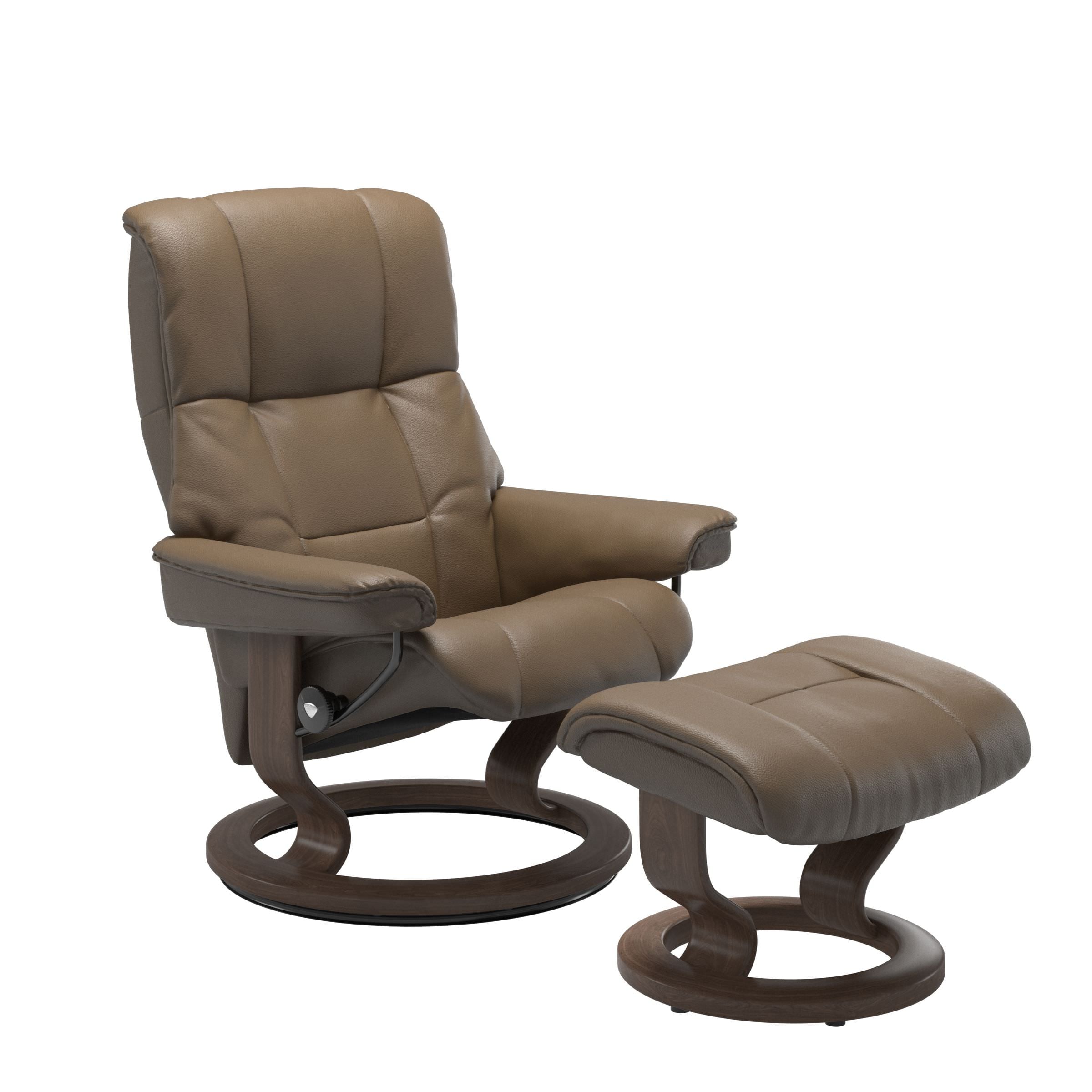 Stressless Mayfair Medium Recliner & Ottoman - Classic - Velaro Mole - In Stock