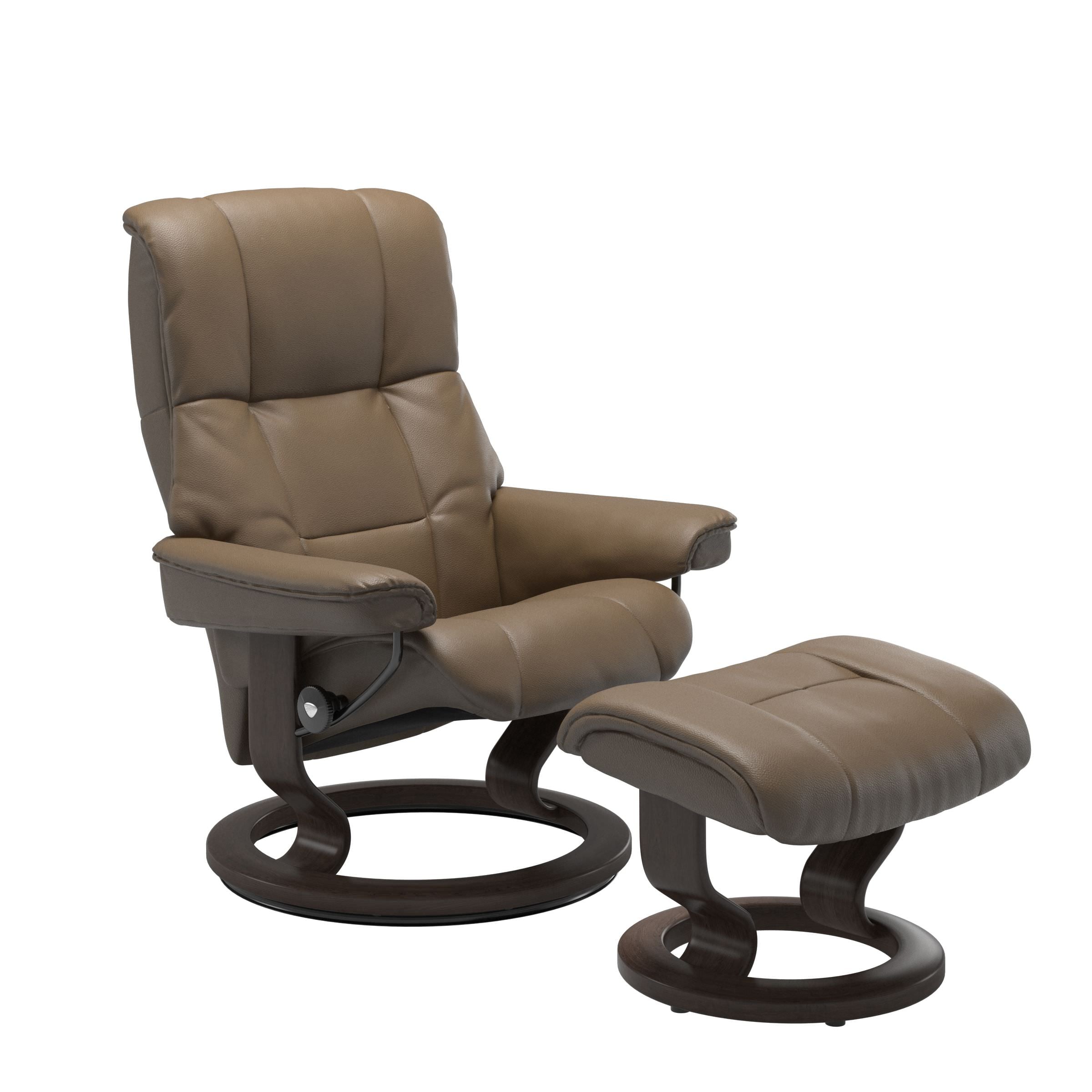 Stressless Mayfair Medium Recliner & Ottoman - Classic - Velaro Mole - In Stock
