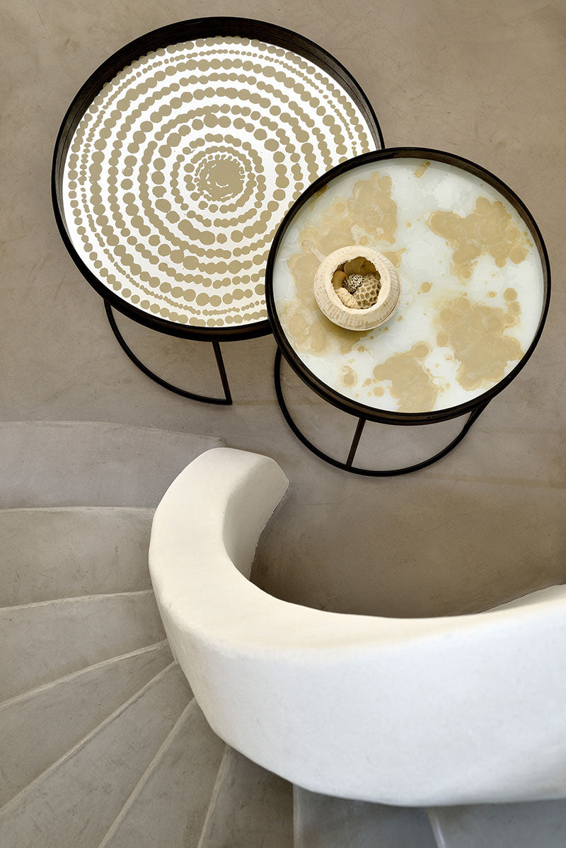 Gold Beads Mirror Tray Large