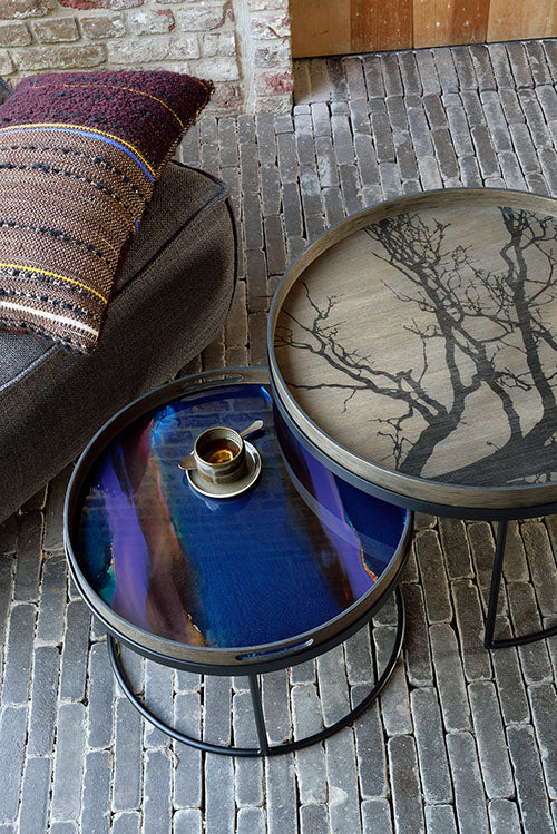 Black Tree Wooden Tray Large