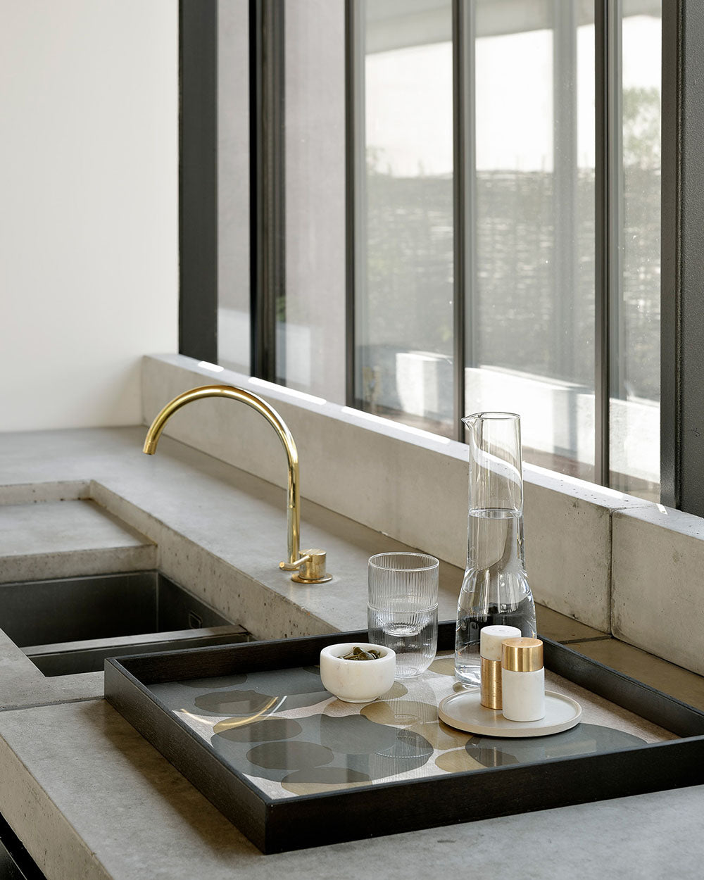 Layered Dots Glass Tray Large