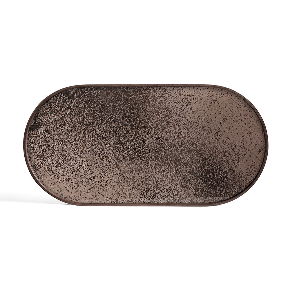 Bronze Aged Mirror Tray Oblong
