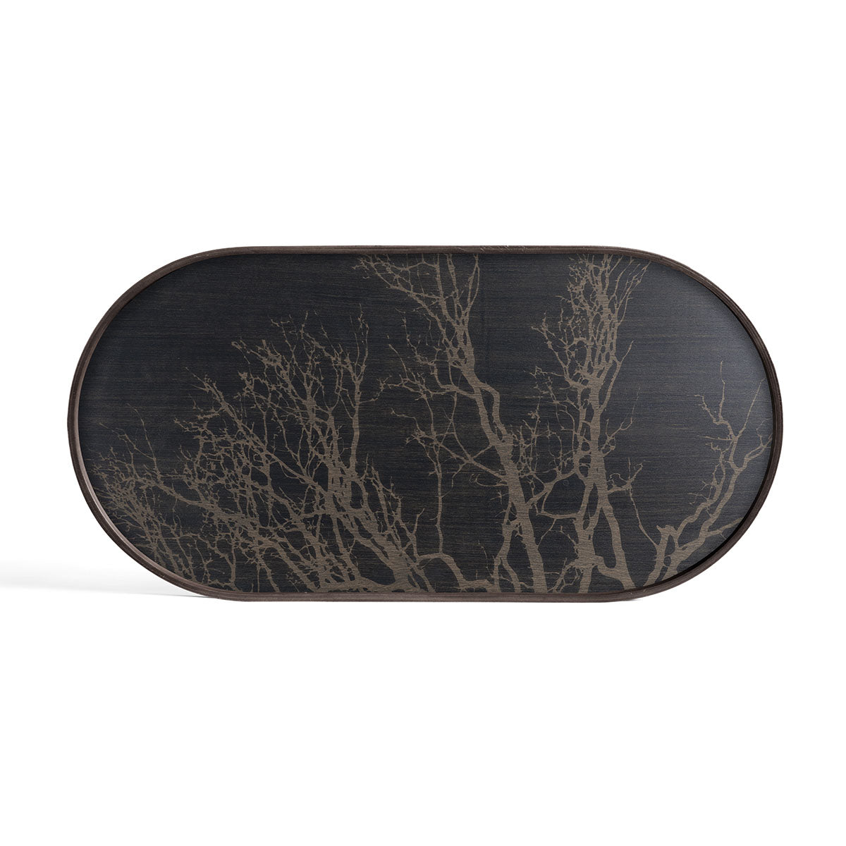 Black Tree Wooden Tray Oblong