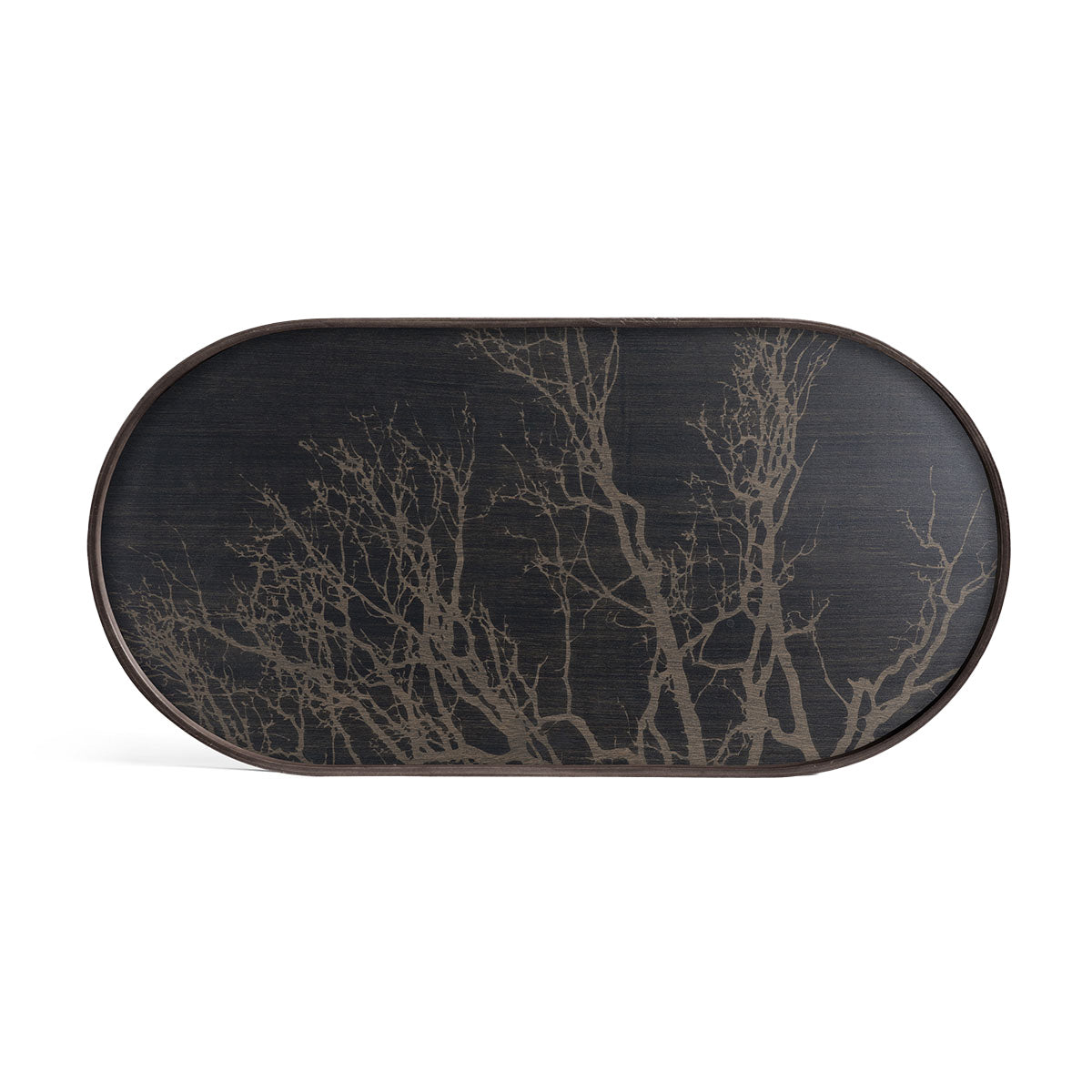 Black Tree Wooden Tray Oblong