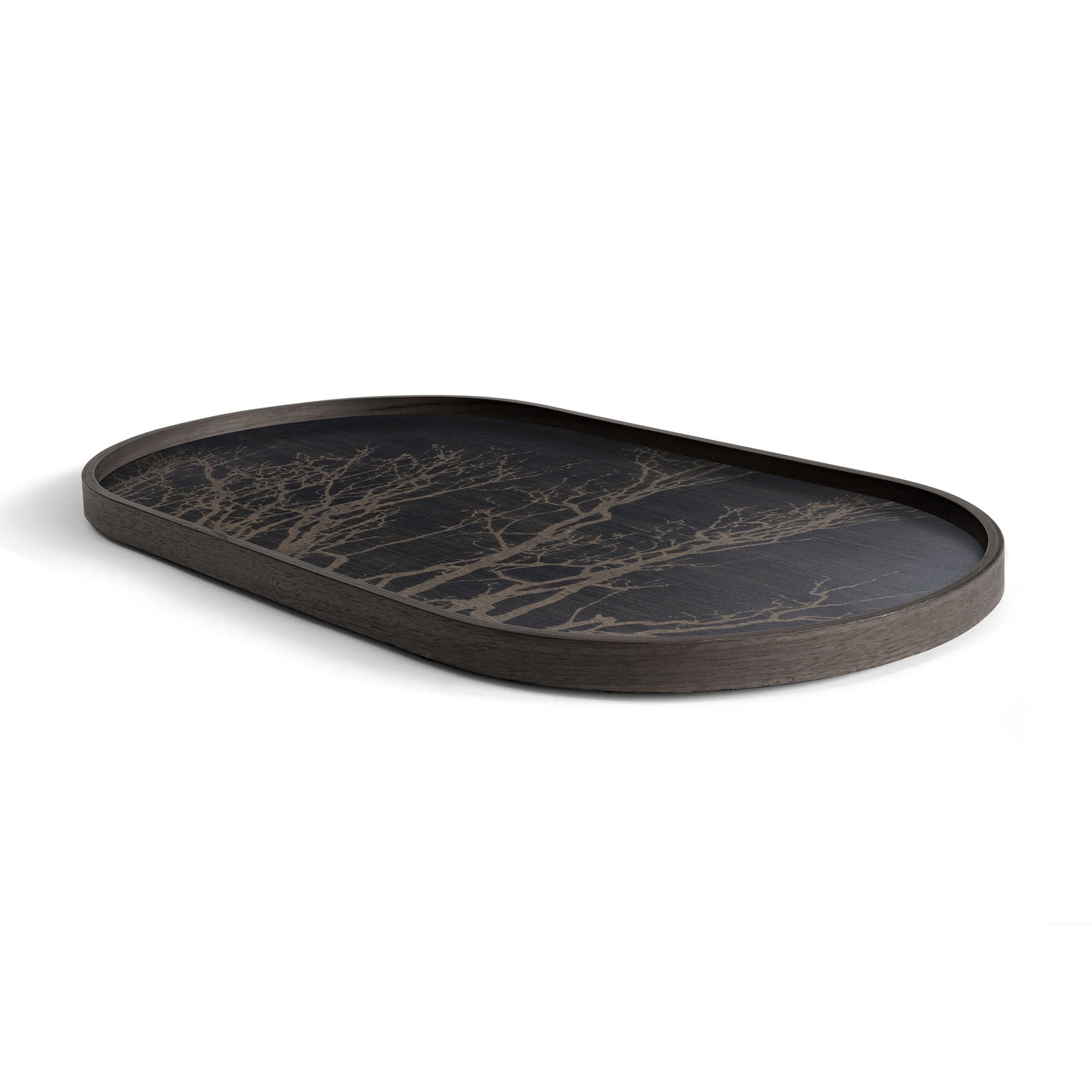 Black Tree Wooden Tray Oblong