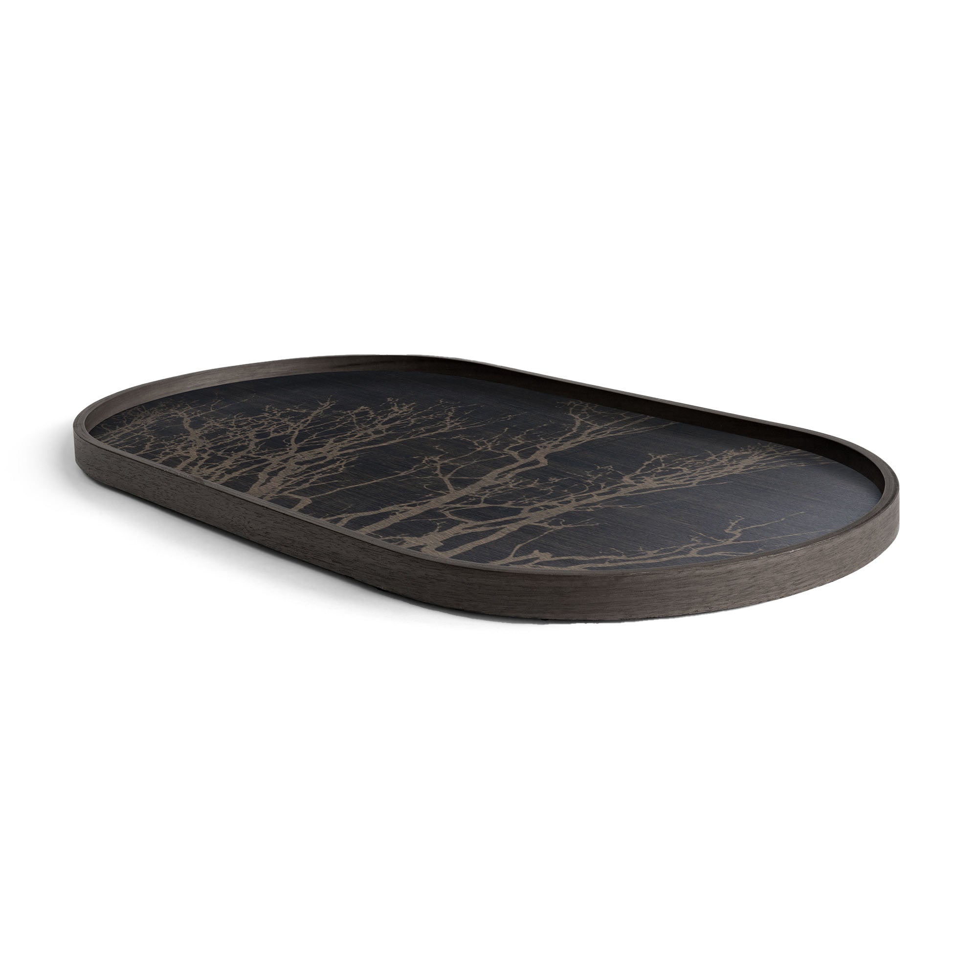 Black Tree Wooden Tray Oblong