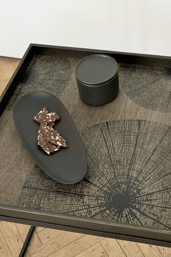 Black Slice Wooden Tray Square Large