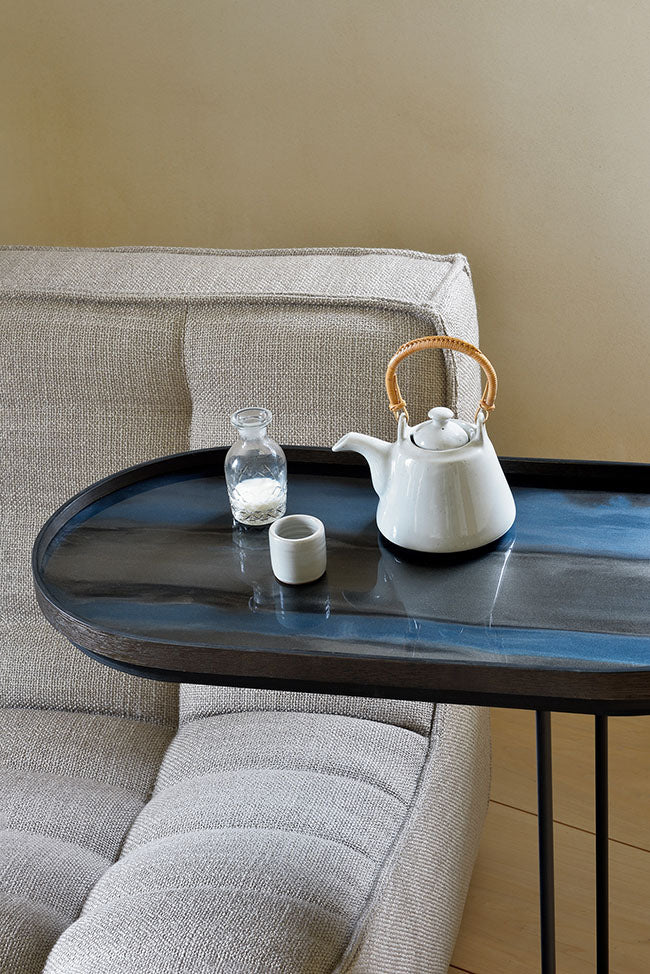 Graphite Organic Glass Tray Oblong