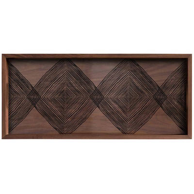 Walnut Linear Squares Glass Tray Rectangle