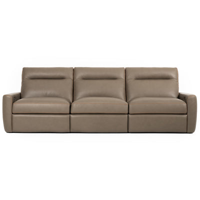 american leather three seat power sofa in taupe leather
