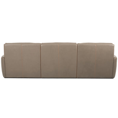 sofa back view full leather upholstery showing segmented modular pieces