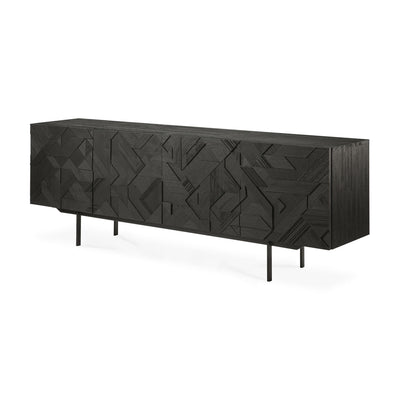 Teak Graphic Black Sideboard