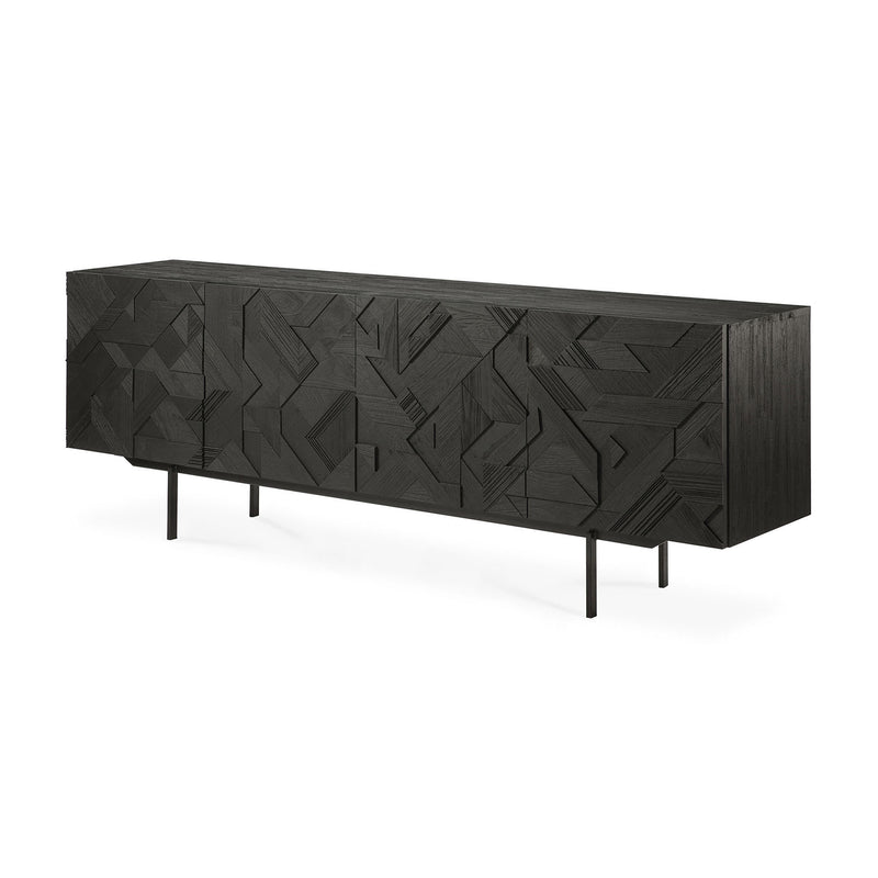 Teak Graphic Black Sideboard