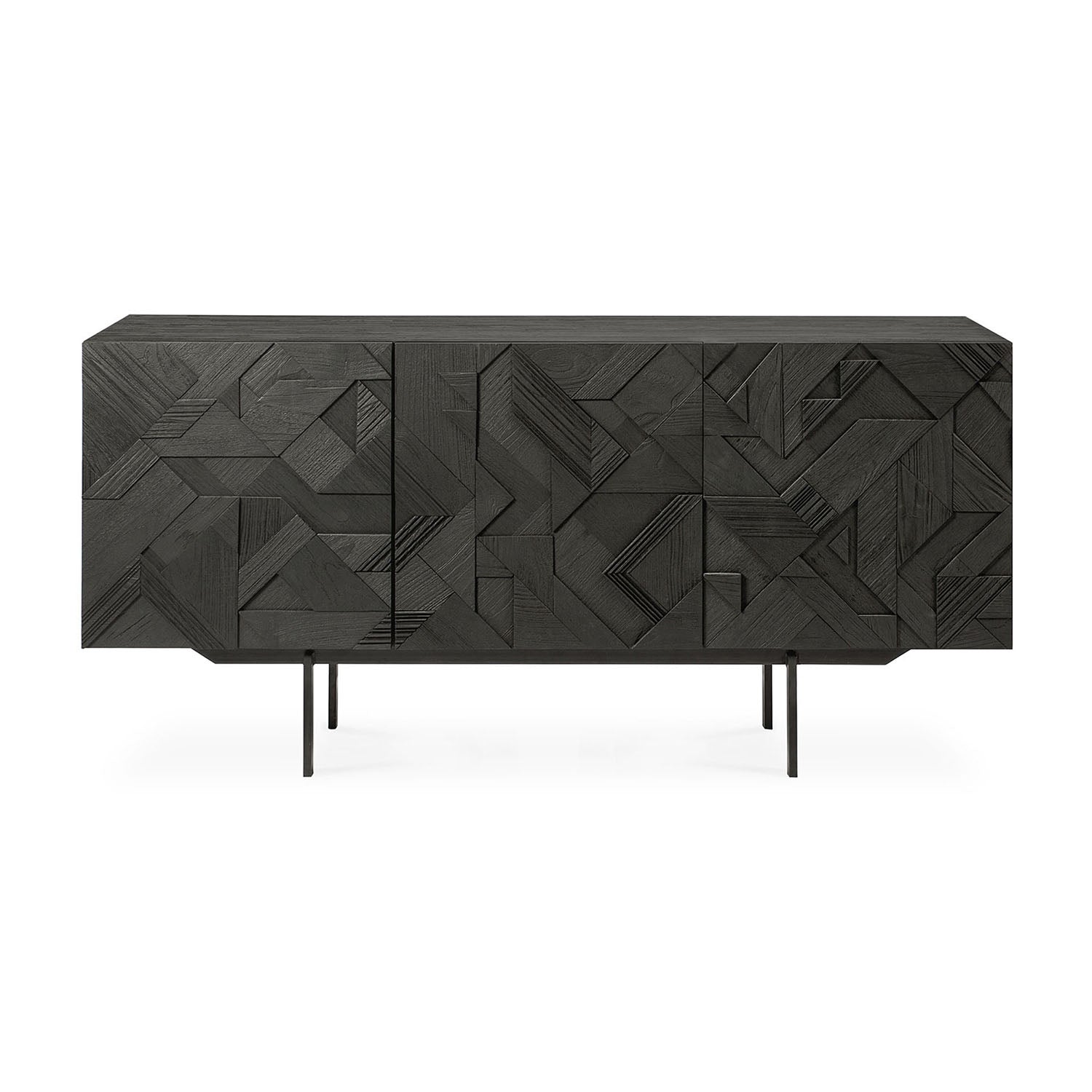Teak Graphic Black Sideboard