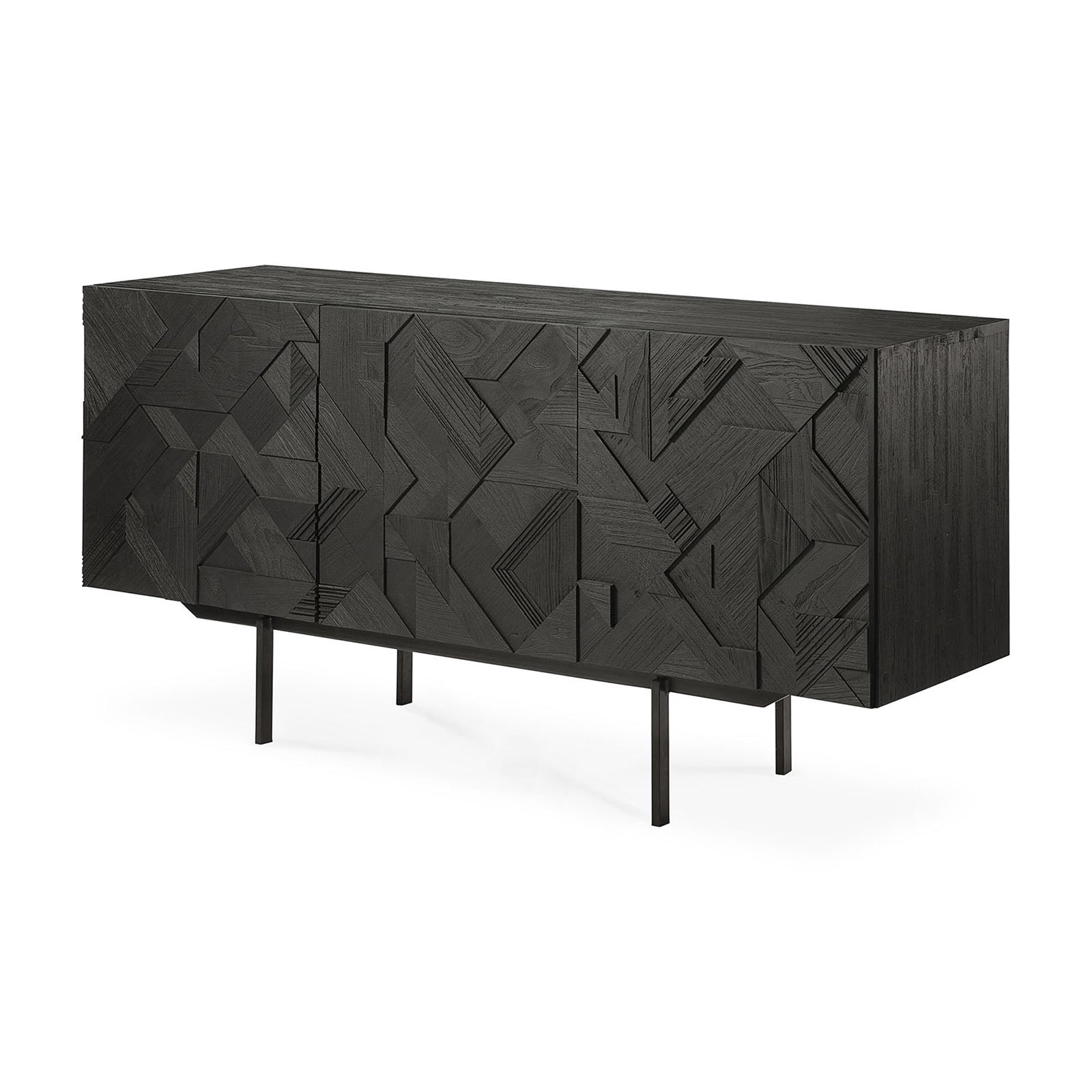 Teak Graphic Black Sideboard
