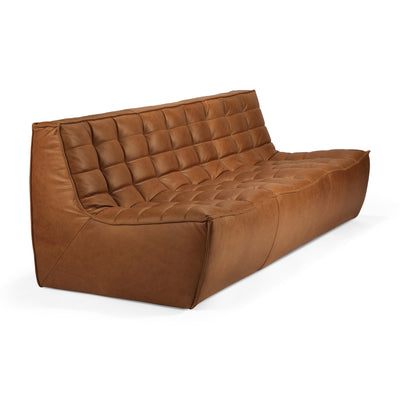 Profile view of three seat sofa saddle leather GALLERY
