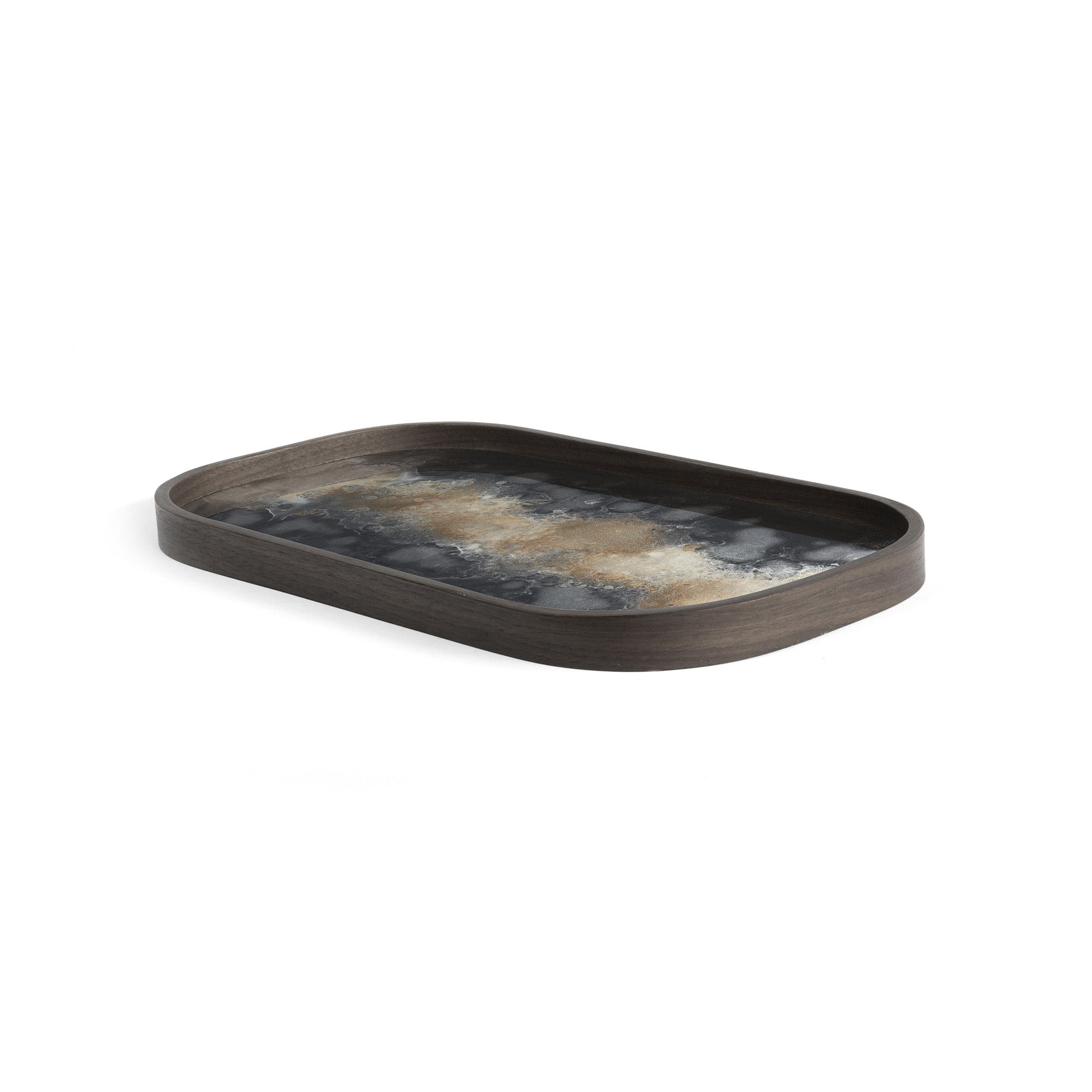 Black Organic Glass Valet Tray Rectangle