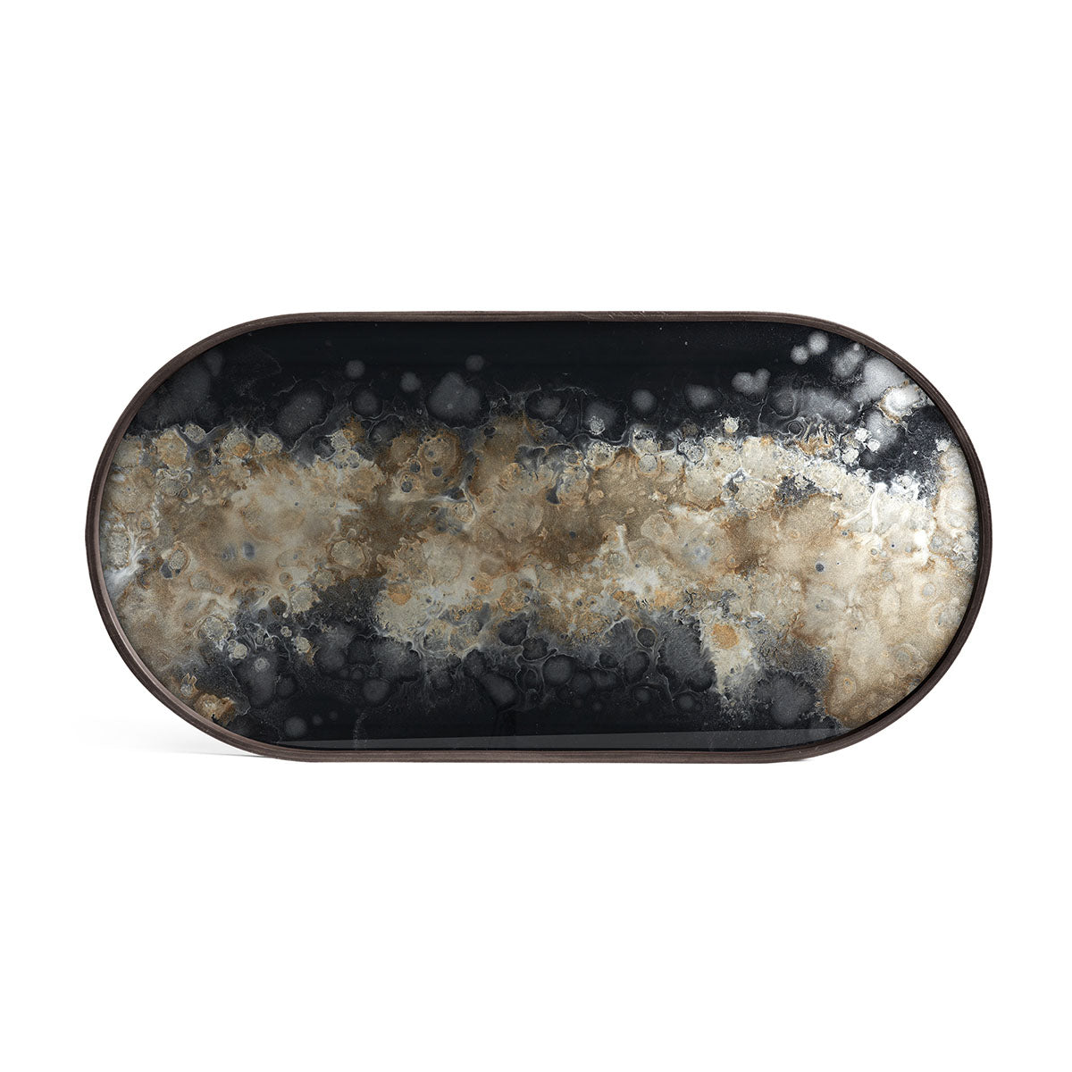 Black Organic Glass Tray Oblong