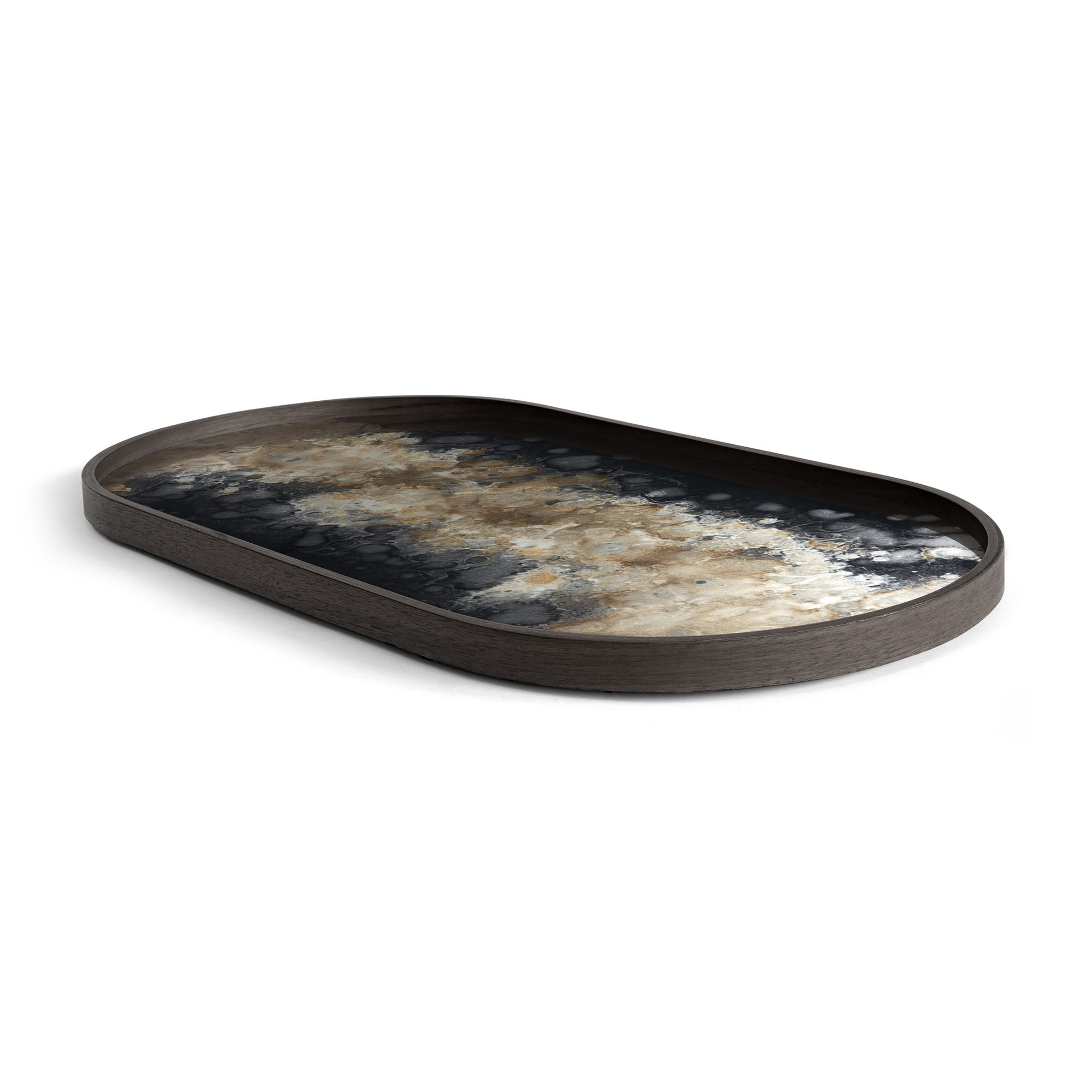 Black Organic Glass Tray Oblong