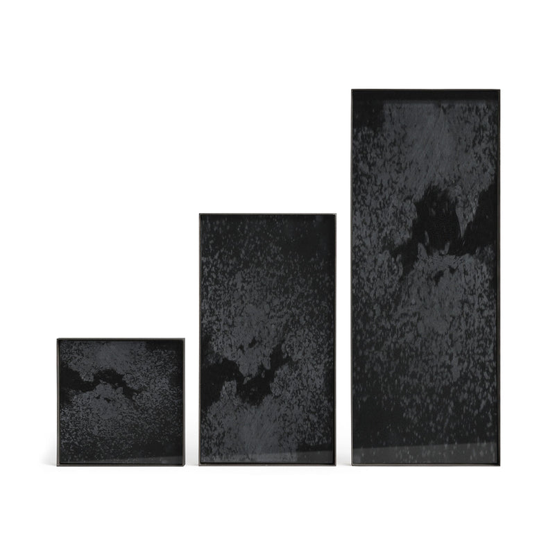 Charcoal Mirror Aged Valet Tray Rectangle