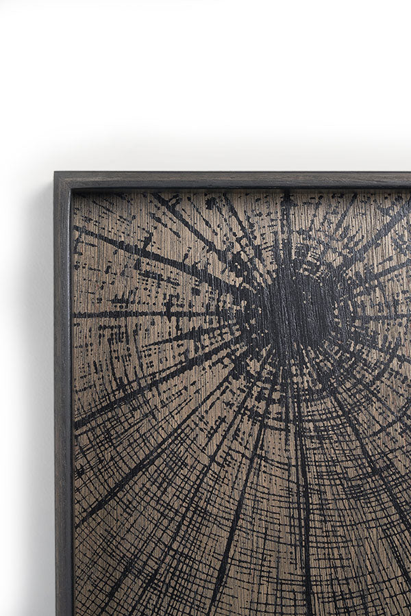 Black Slice Wooden Tray Square Large