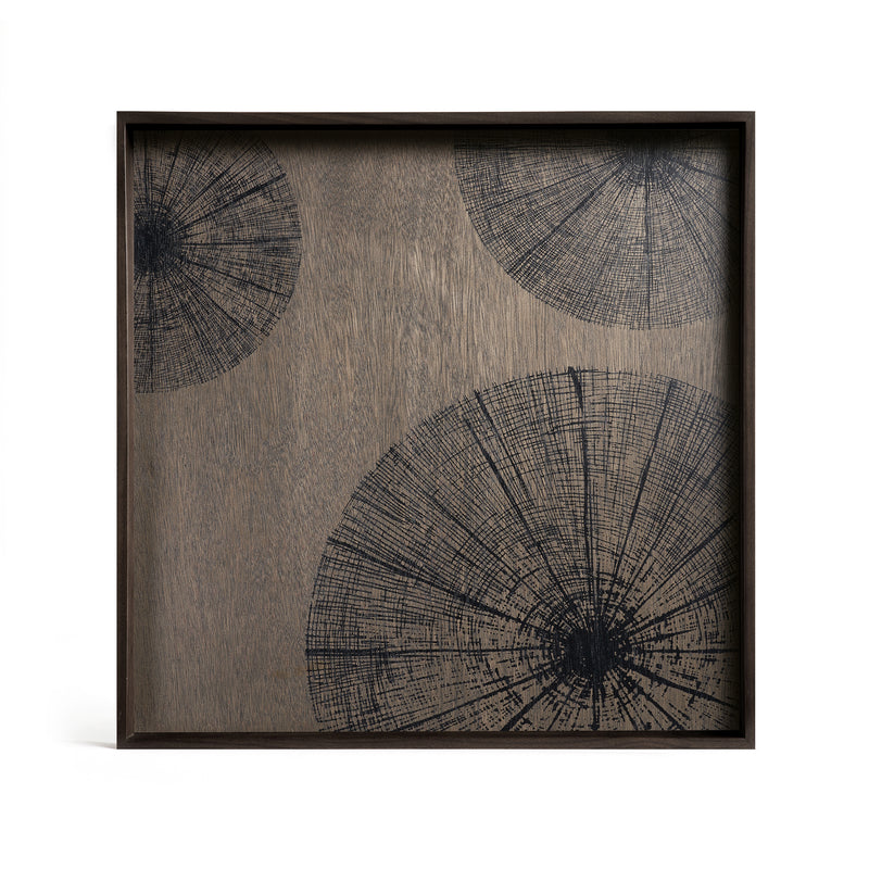 Black Slice Wooden Tray Square Large