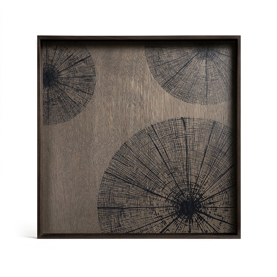 Black Slice Wooden Tray Square Large