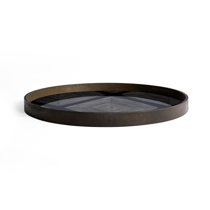 Ink Linear Squares Glass Tray Large