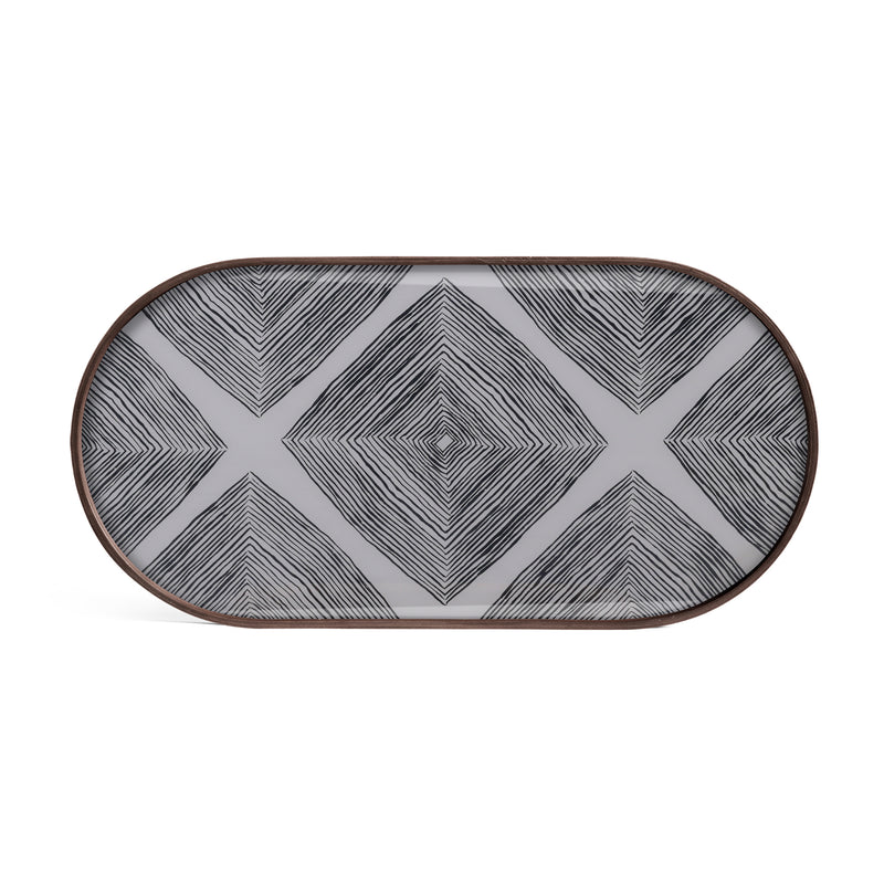 Slate Linear Squares Glass Tray Oblong