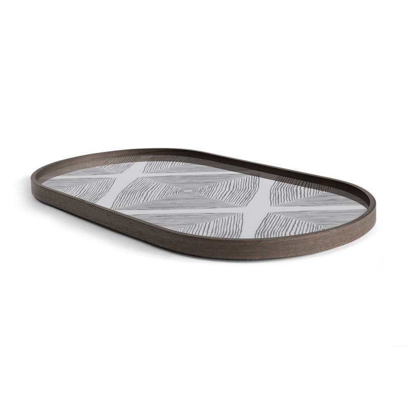 Slate Linear Squares Glass Tray Oblong