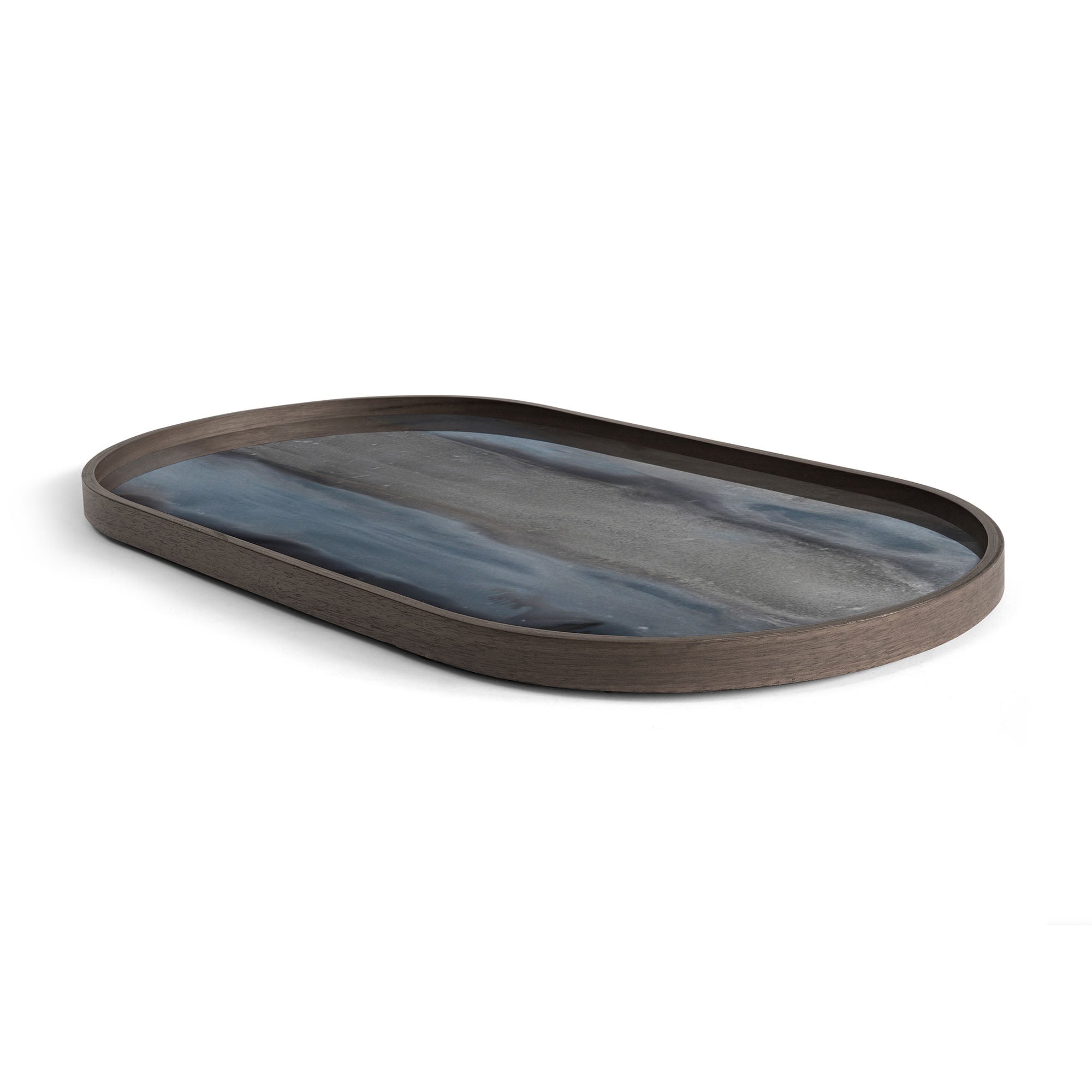 Graphite Organic Glass Tray Oblong