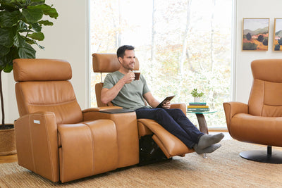 Height adjustable headrest features a motor to adjust angle GALLERY