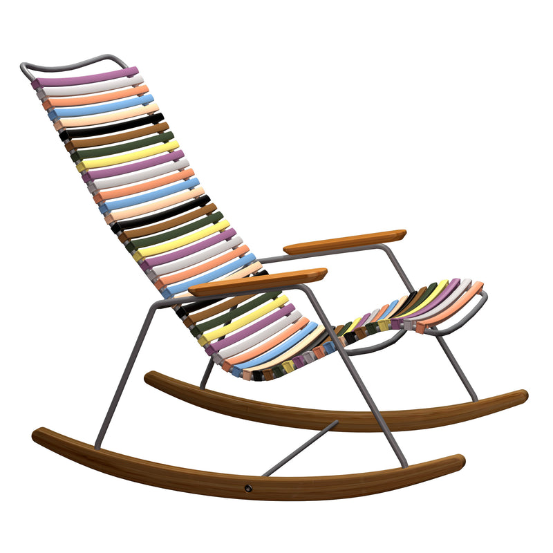 Click Outdoor Rocking Chair Bamboo Armrest and Glides