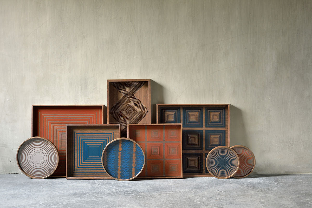 Ink Squares Glass Tray Square Large