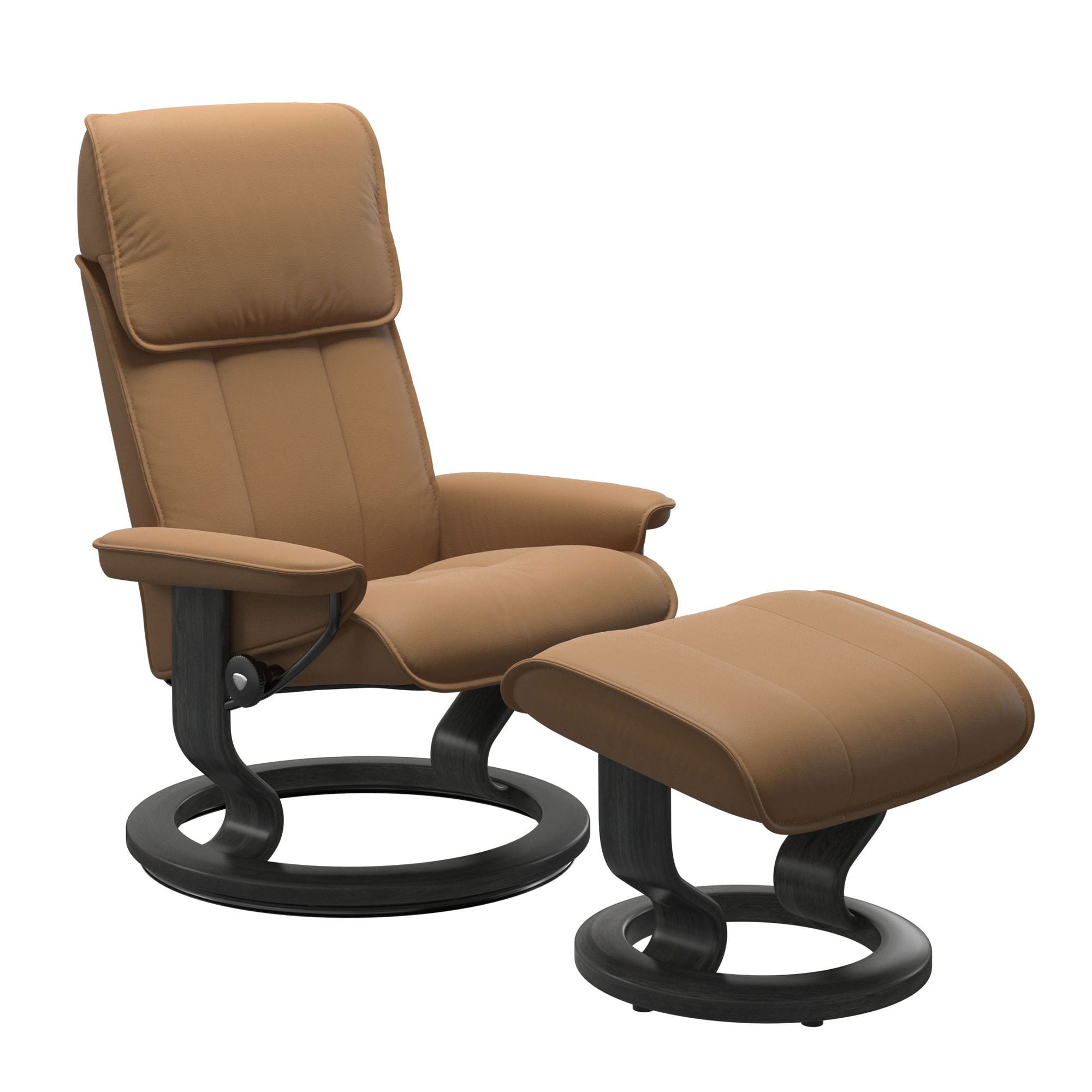 Stressless Admiral Large Recliner & Ottoman - Classic - Paloma Taupe - In Stock