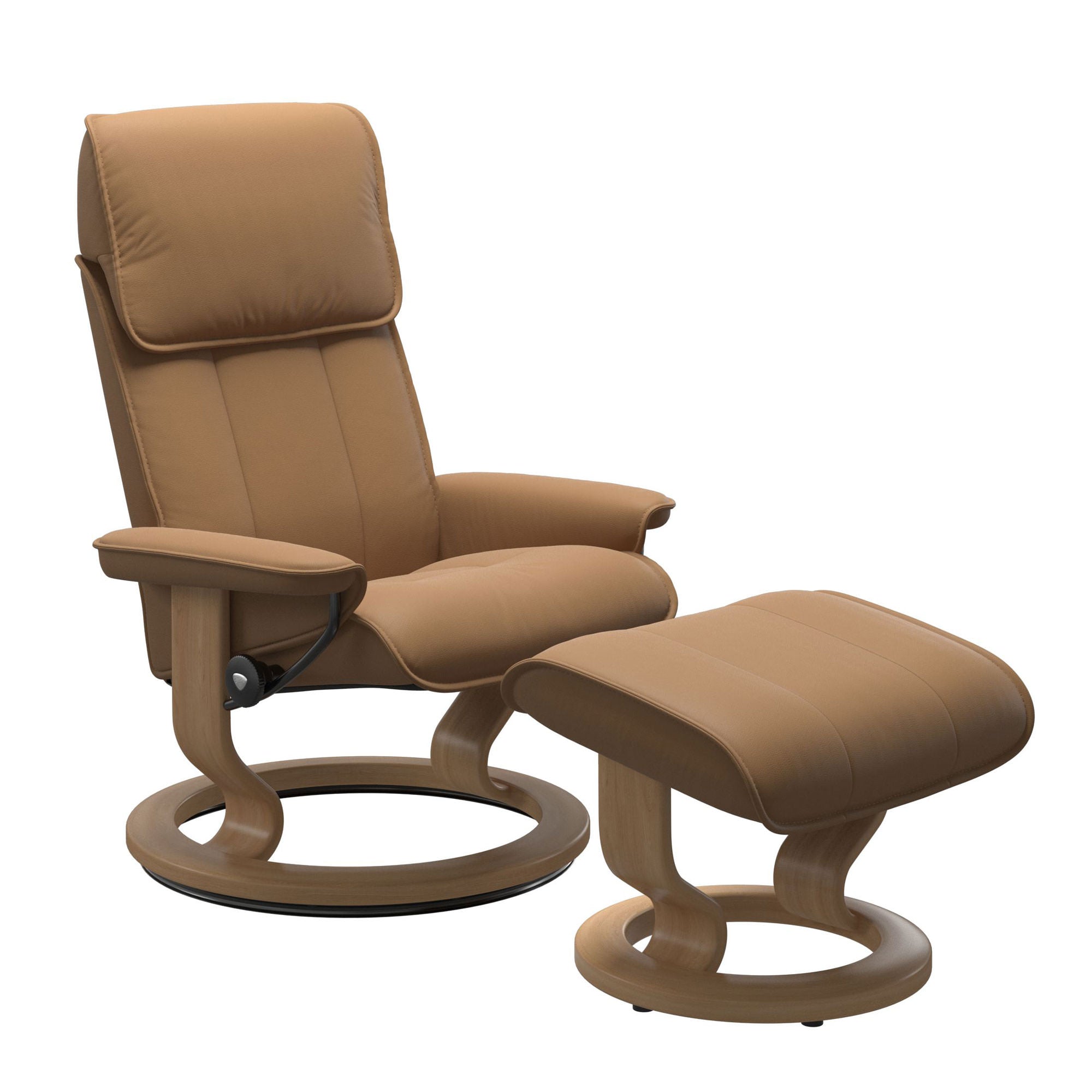Stressless Admiral Large Recliner & Ottoman - Classic - Paloma Taupe - In Stock