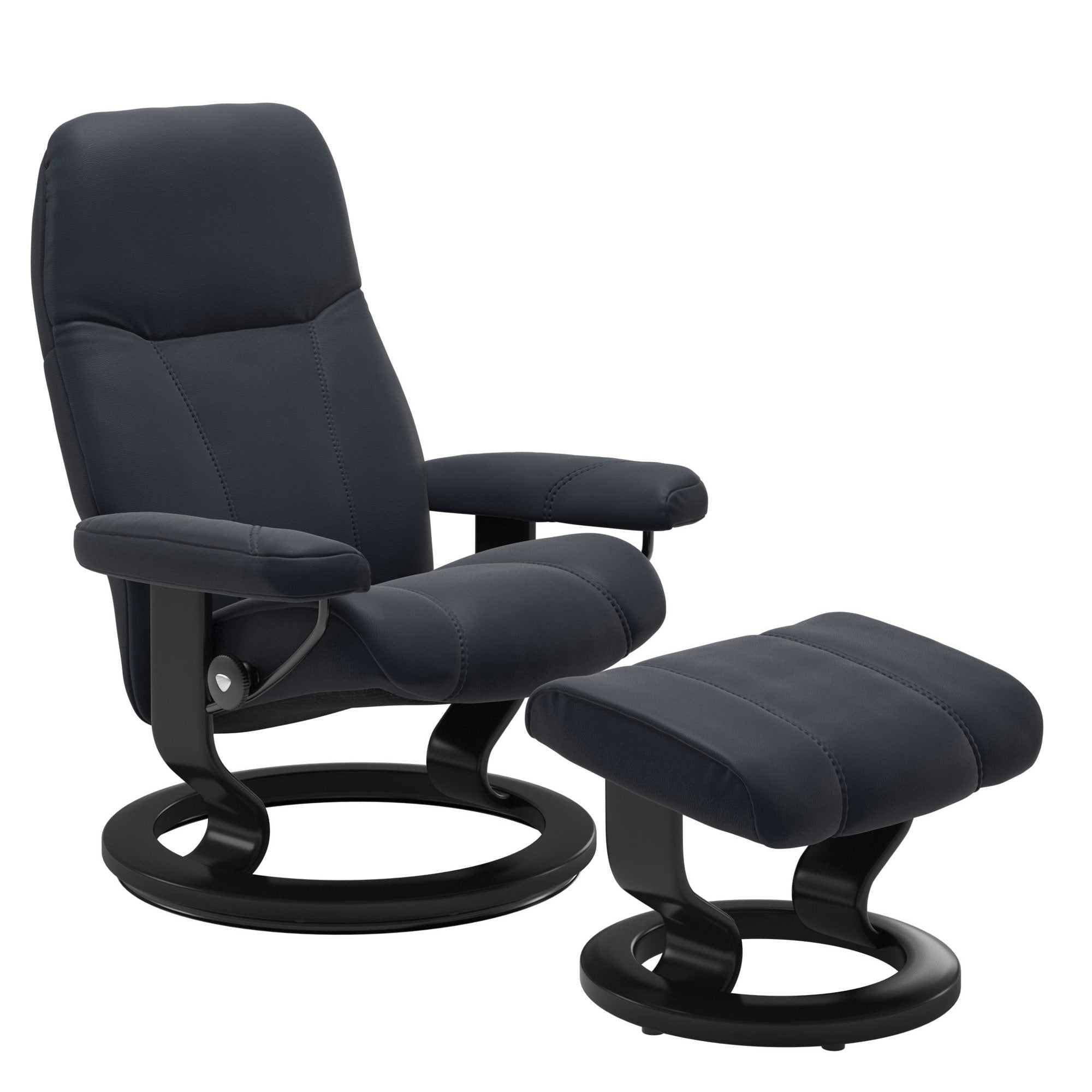 Stressless Consul Large Recliner & Ottoman - Classic - Paloma Shadow Blue - In Stock
