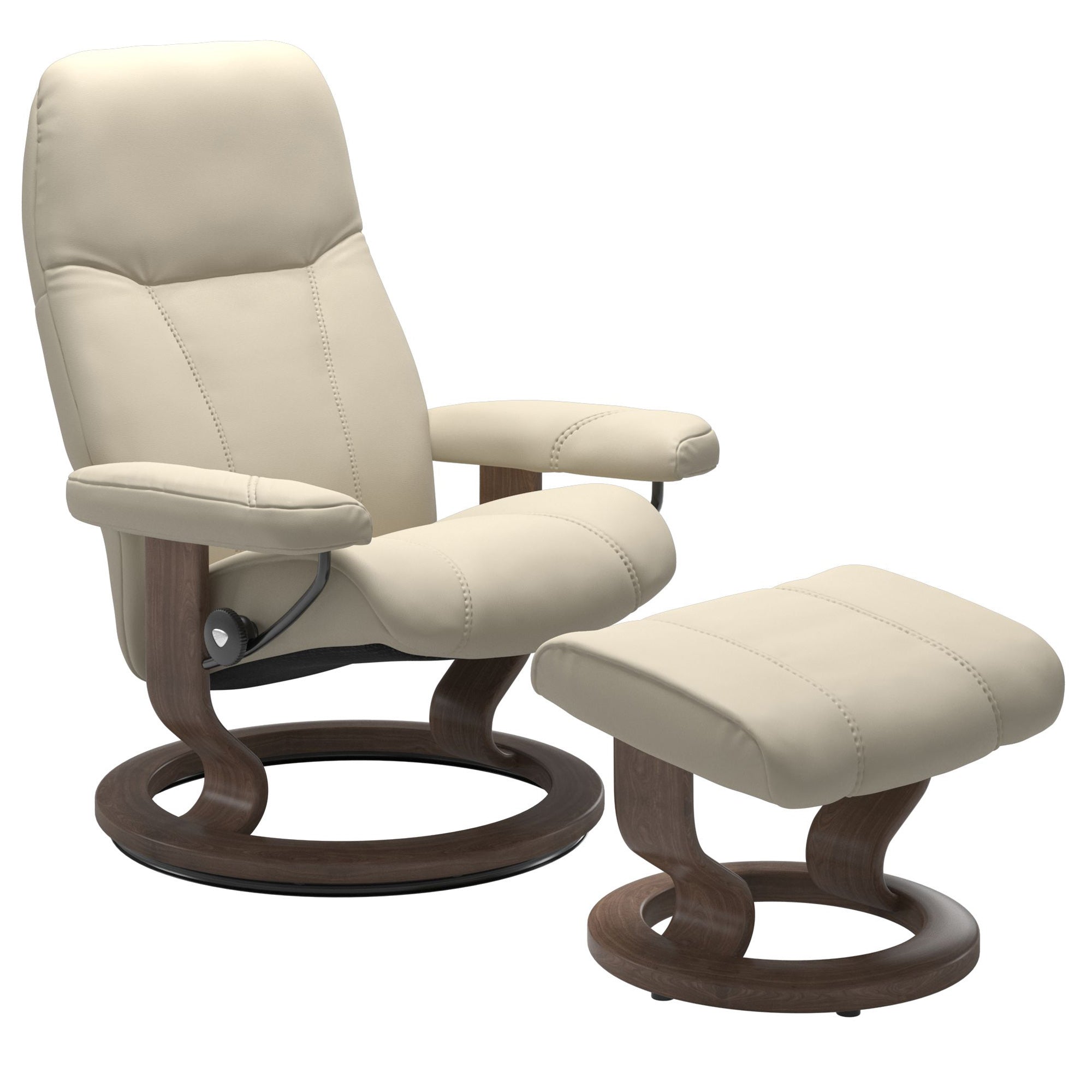 Stressless Consul Large Recliner & Ottoman - Classic - Batick Cream - Floor Sample - Version 1