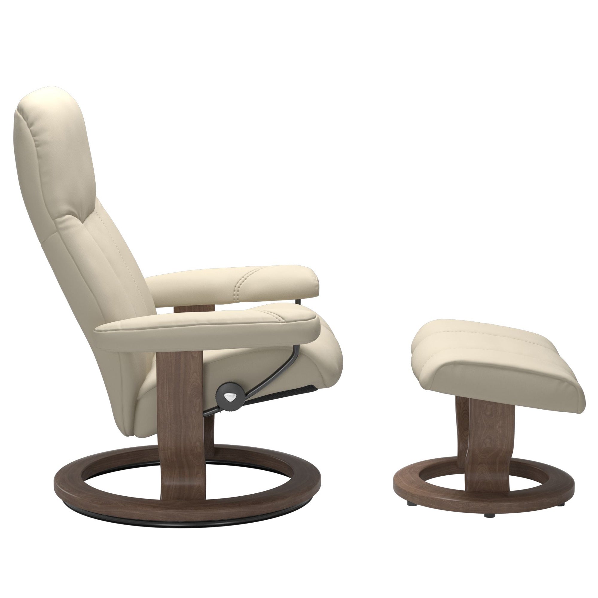 Stressless Consul Large Recliner & Ottoman - Classic - Batick Cream - Floor Sample - Version 1