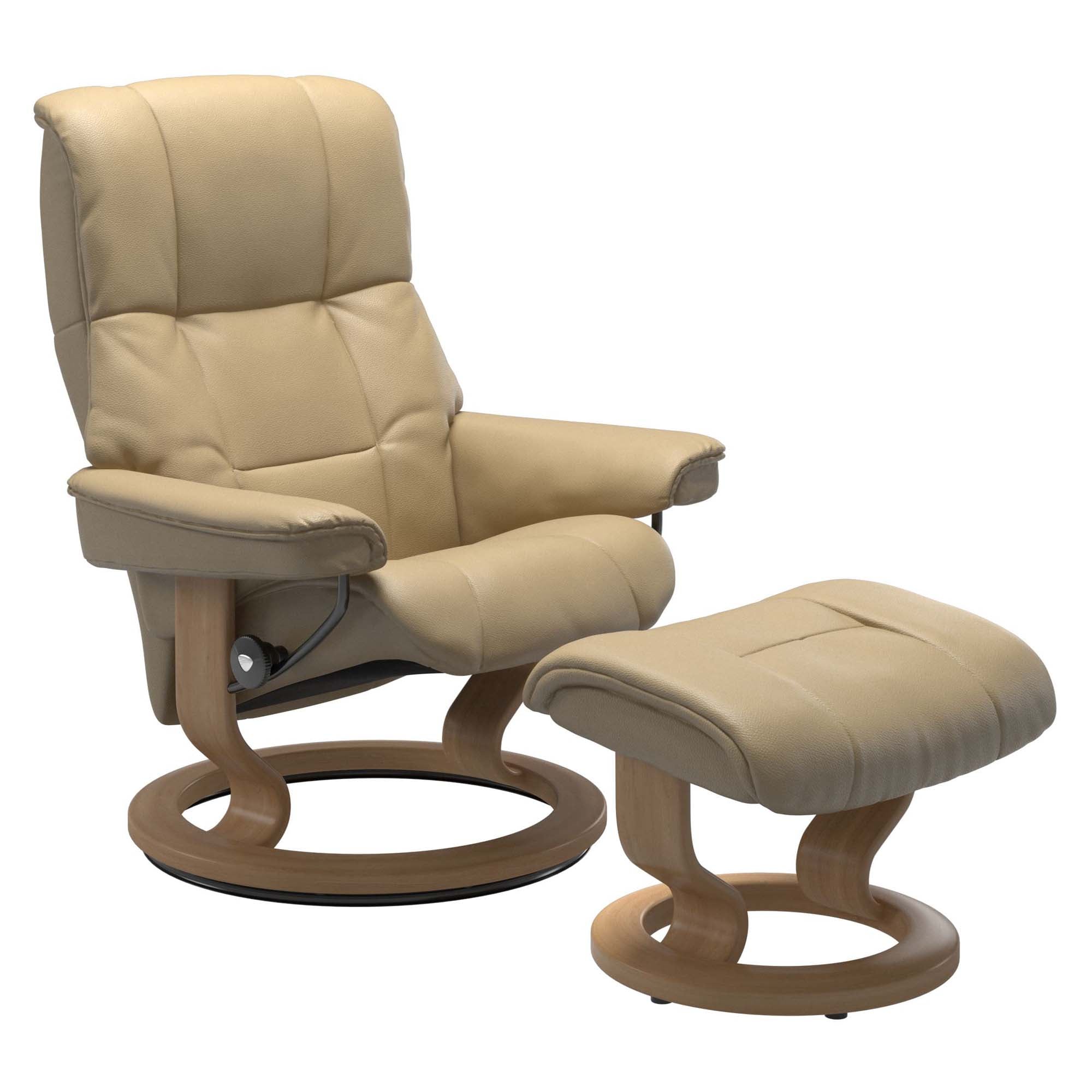 Stressless Mayfair Large Recliner & Ottoman - Classic - Velaro Beige - In Stock