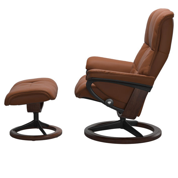 Stressless Mayfair Medium Recliner & Ottoman - Signature - Paloma New Cognac - In Stock