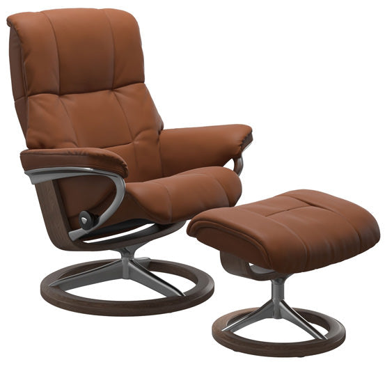 Stressless Mayfair Medium Recliner & Ottoman - Signature - Paloma New Cognac - In Stock